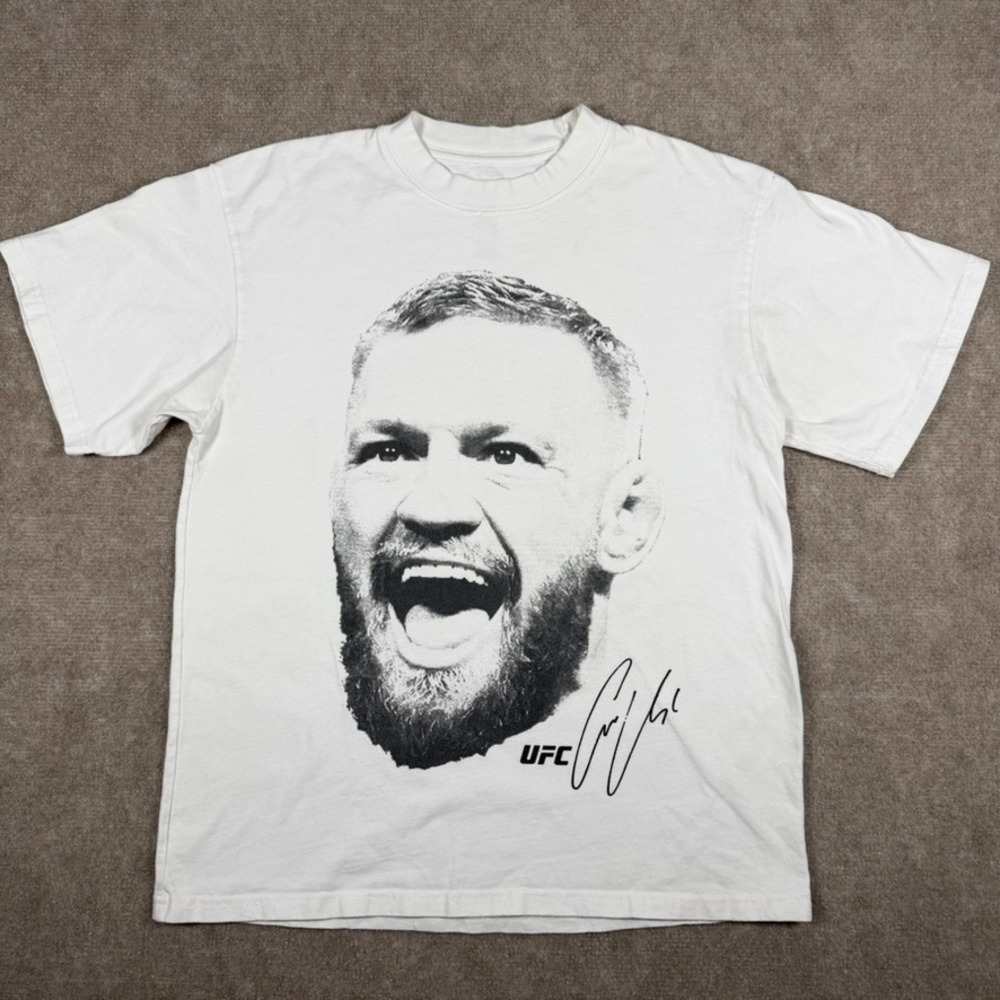 UFC Conor McGregor Graphic T-Shirt Mens Small White Short Sleeve MMA Fighter Tee